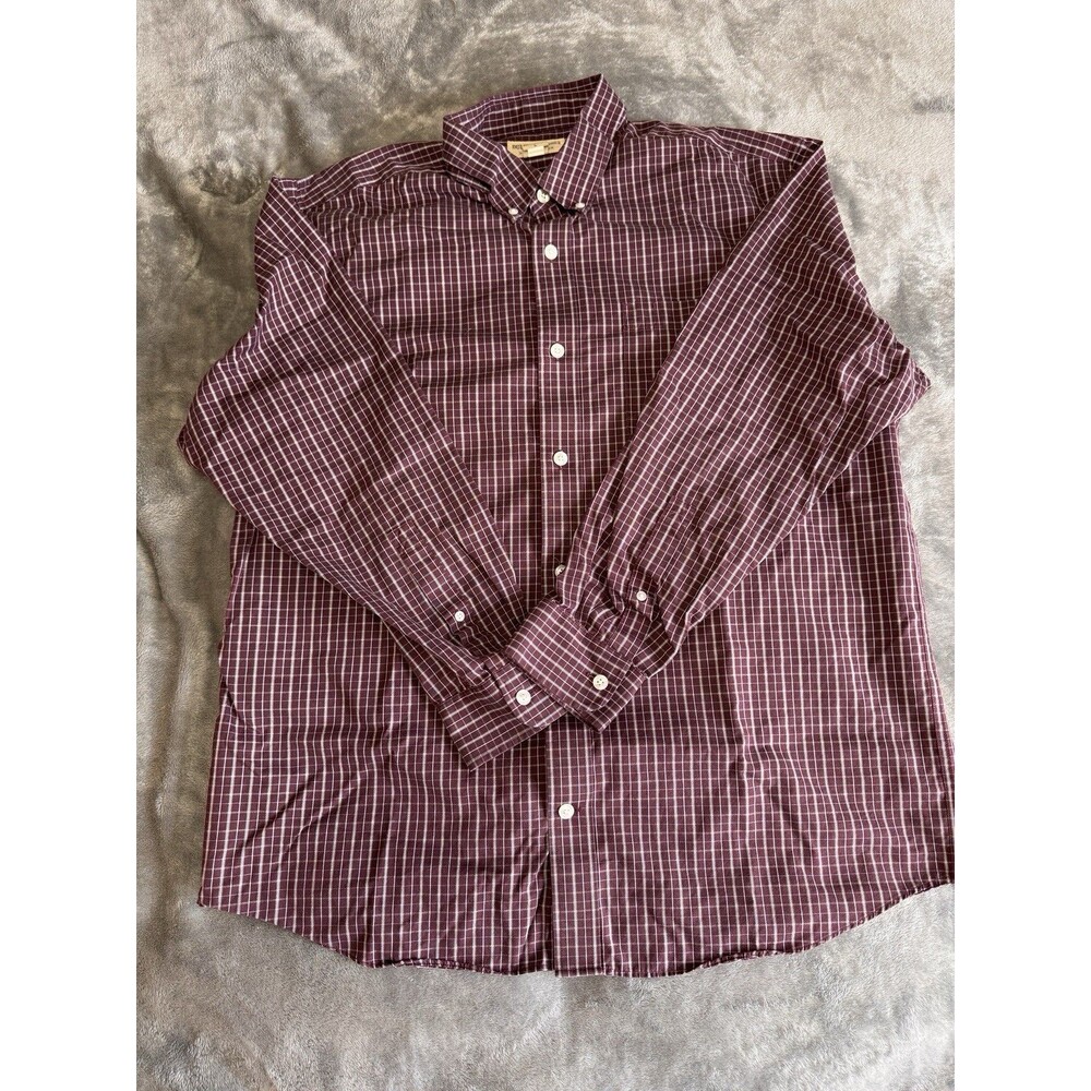 Duluth Trading Co Men’s Wrinkle Fighter Burgundy Red Long Sleeve Button Up L